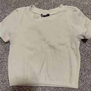 Zara Beige Ribbed Knit crop Top